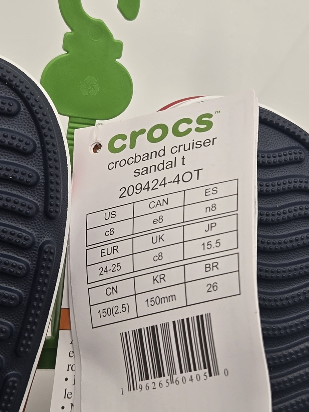 CROCS Crocband Cruise Navy With Red Strap Unisex Sandals Toddler Size C8 - Picture 10 of 11